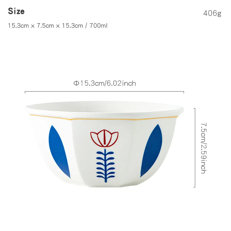 6-Inch Arabic Ceramic Dessert Bowl | Microwave Safe 700ml