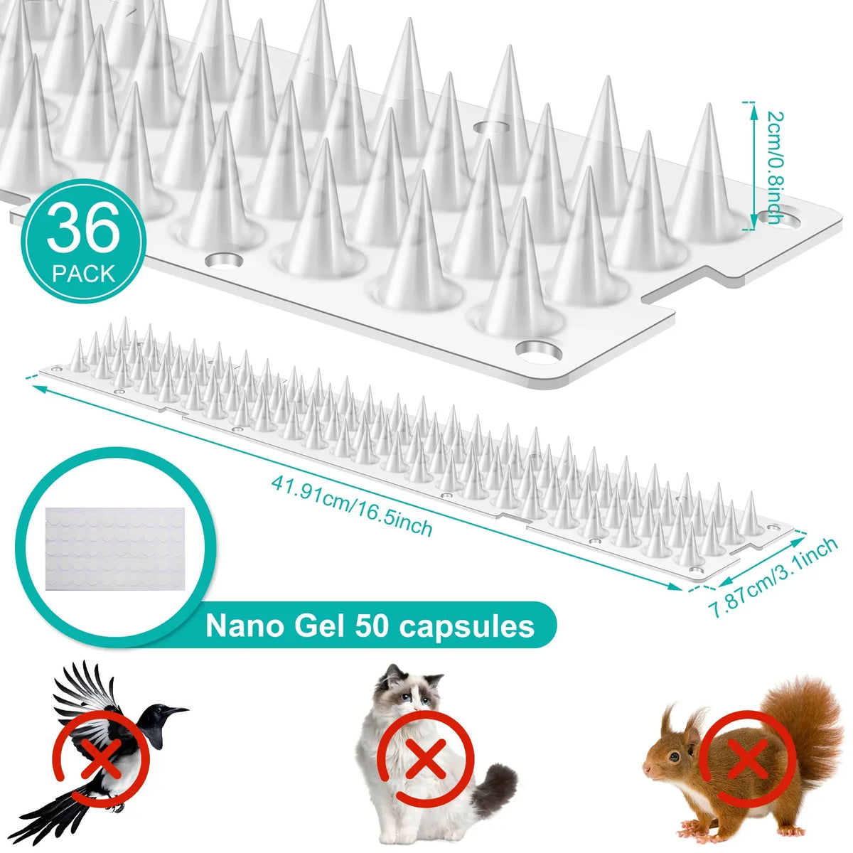 24-Pack Transparent Bird Spikes – Fence & Wall Deterrent