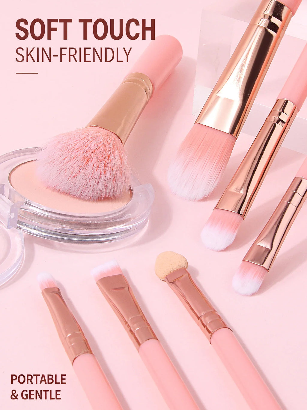 10-Piece Makeup Brush Kit with Powder Puff & Sponge
