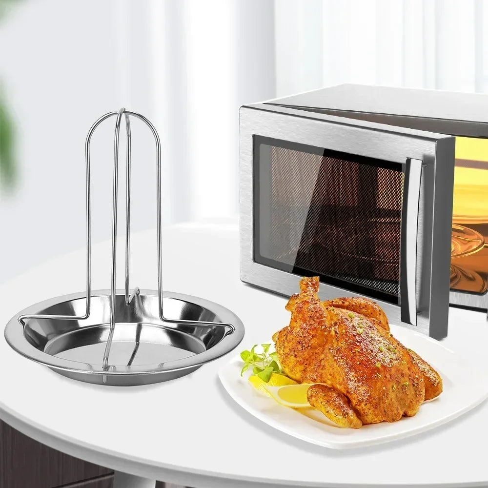 Stainless Steel Vertical Chicken Roaster Stand with Drip Tray