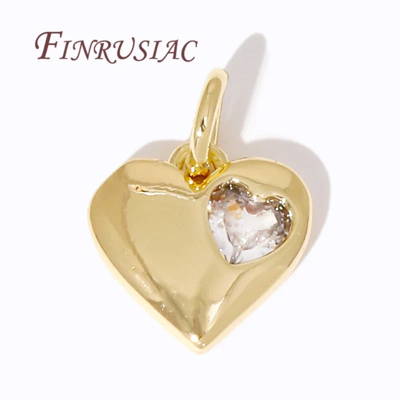 18K Gold Plated Zircon Heart Charms – DIY Jewelry Pendants