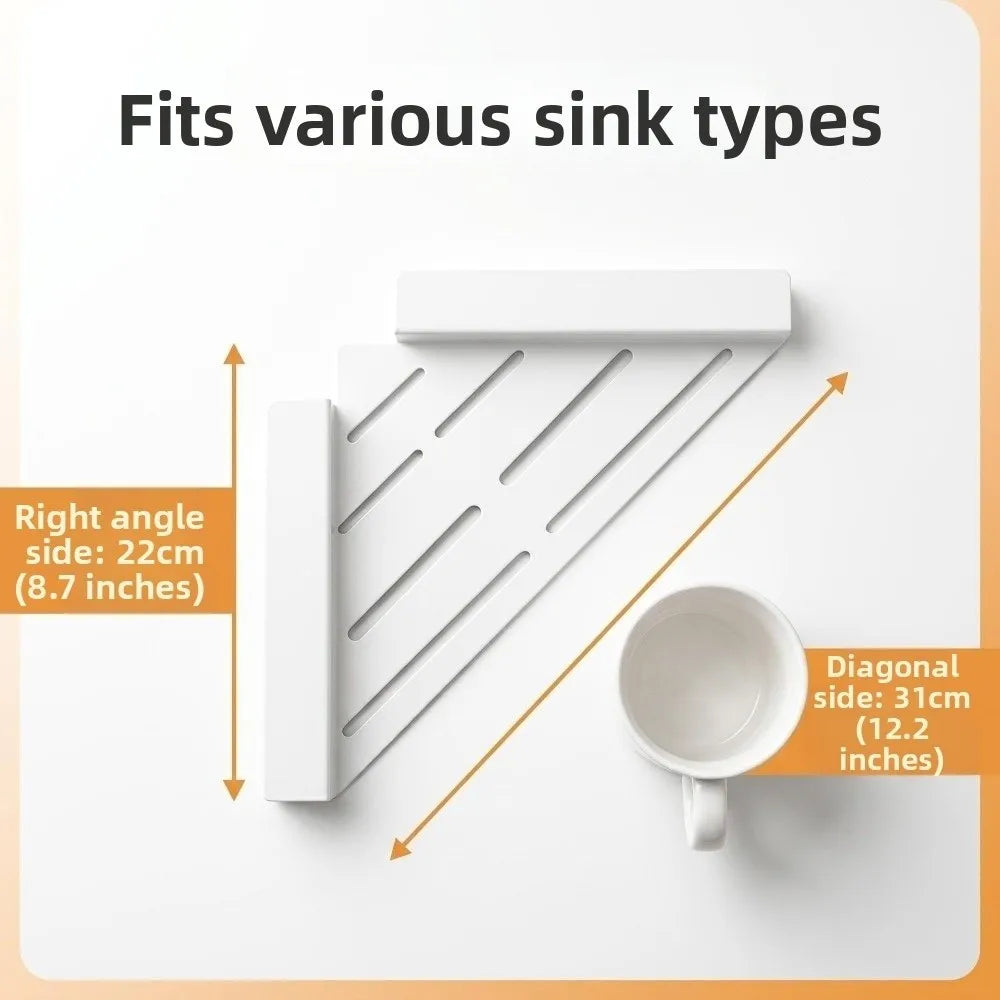 Carbon Steel Sink Corner Rack – Rust-Proof Drain & Sponge Holder