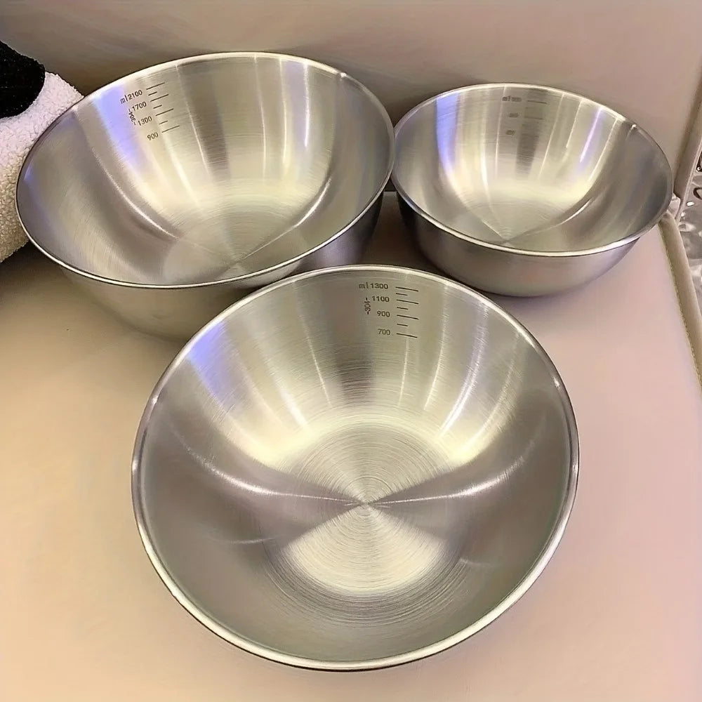 Stainless Steel Mixing Bowls 3-Piece Set with Scale | Kitchen