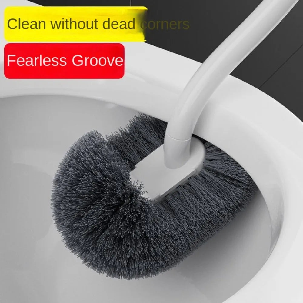 Wall-Mounted S-Shape Toilet Brush – Long Handle, No Dead Corners