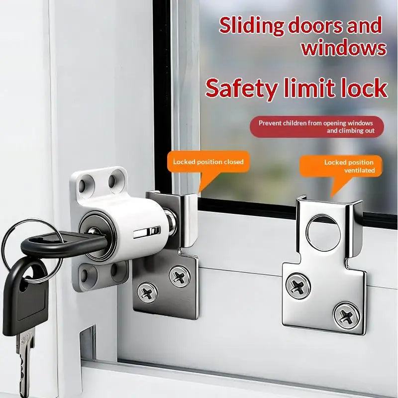Sliding Door Window Lock Set + 2 Keys – Child Safety Lock
