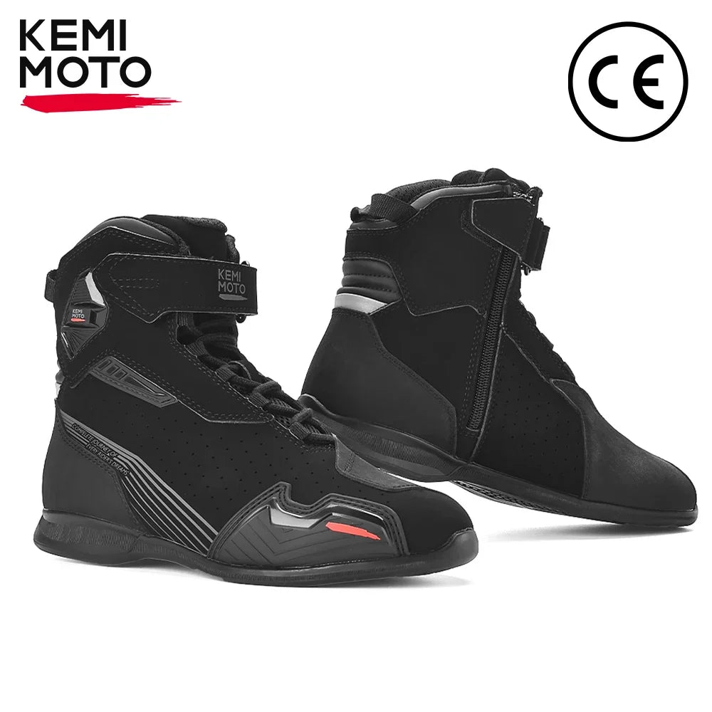 KEMITOUR Men's Motorcycle Ankle Boots – CE Certified Riding