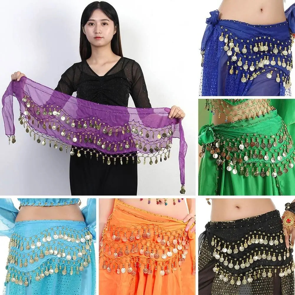 Women's Belly Dance Hip Scarf – Sequin Tassel Wrap Belt Skirt
