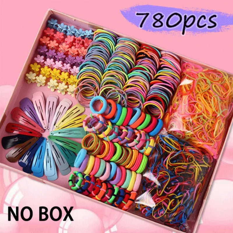 Kids Bow & Flower Elastic Hair Bands Set – No-Snag, Colorful