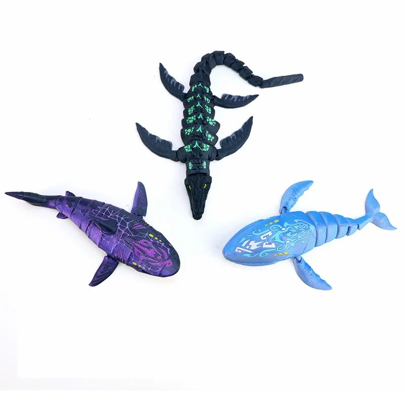 3D Printed Articulated Sea Beast Fidget Toy – Shark Whale Mosasaur