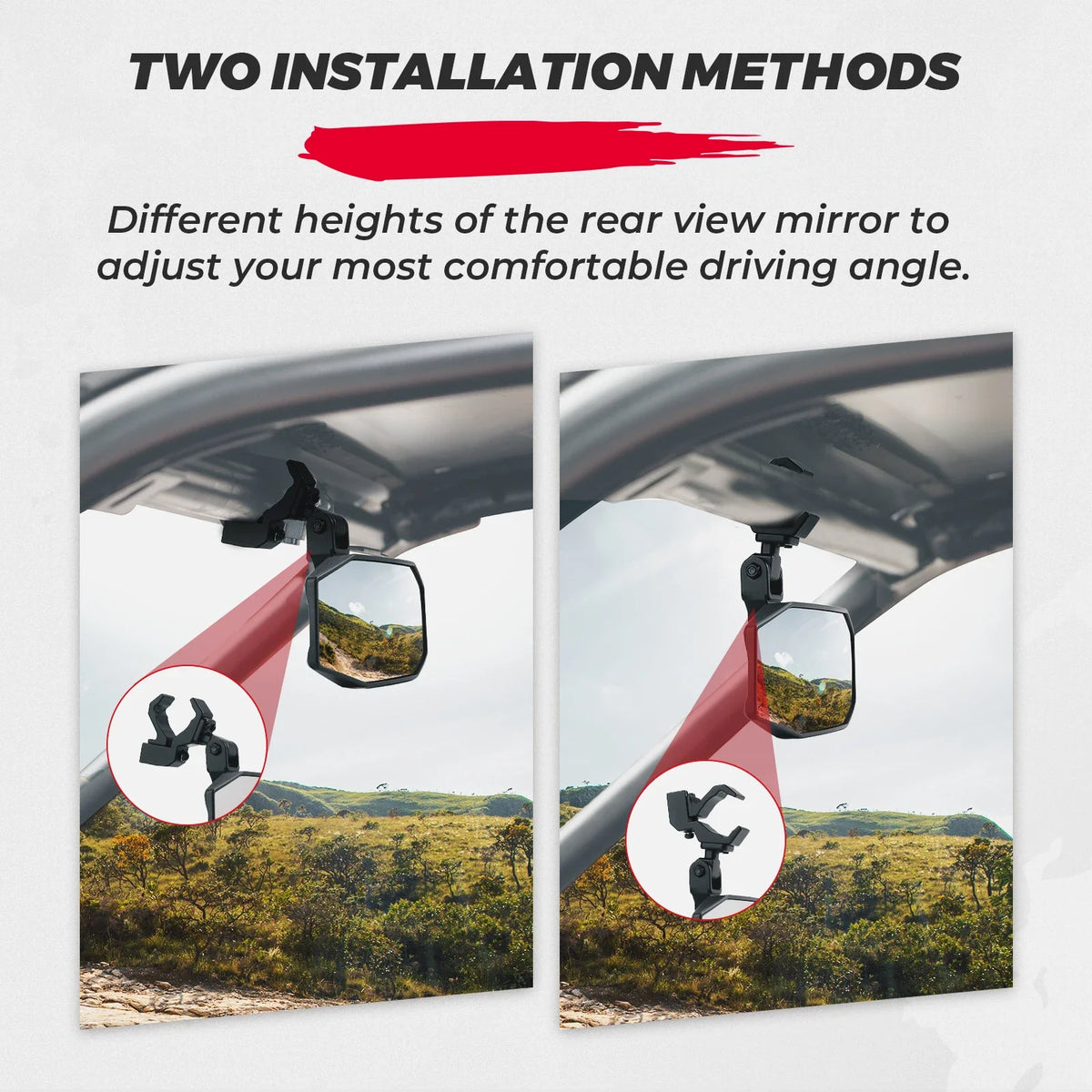 UTV Center Mirror Adjustable Clamp for 1.5"–2" Roll Cage