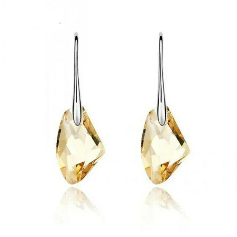 Women's Silver Crystal Teardrop Hook Drop Earrings | Gift