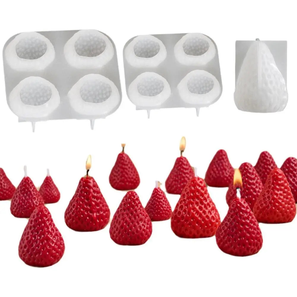 Silicone 3D Strawberry Mold – Candle Resin & Gypsum Casting