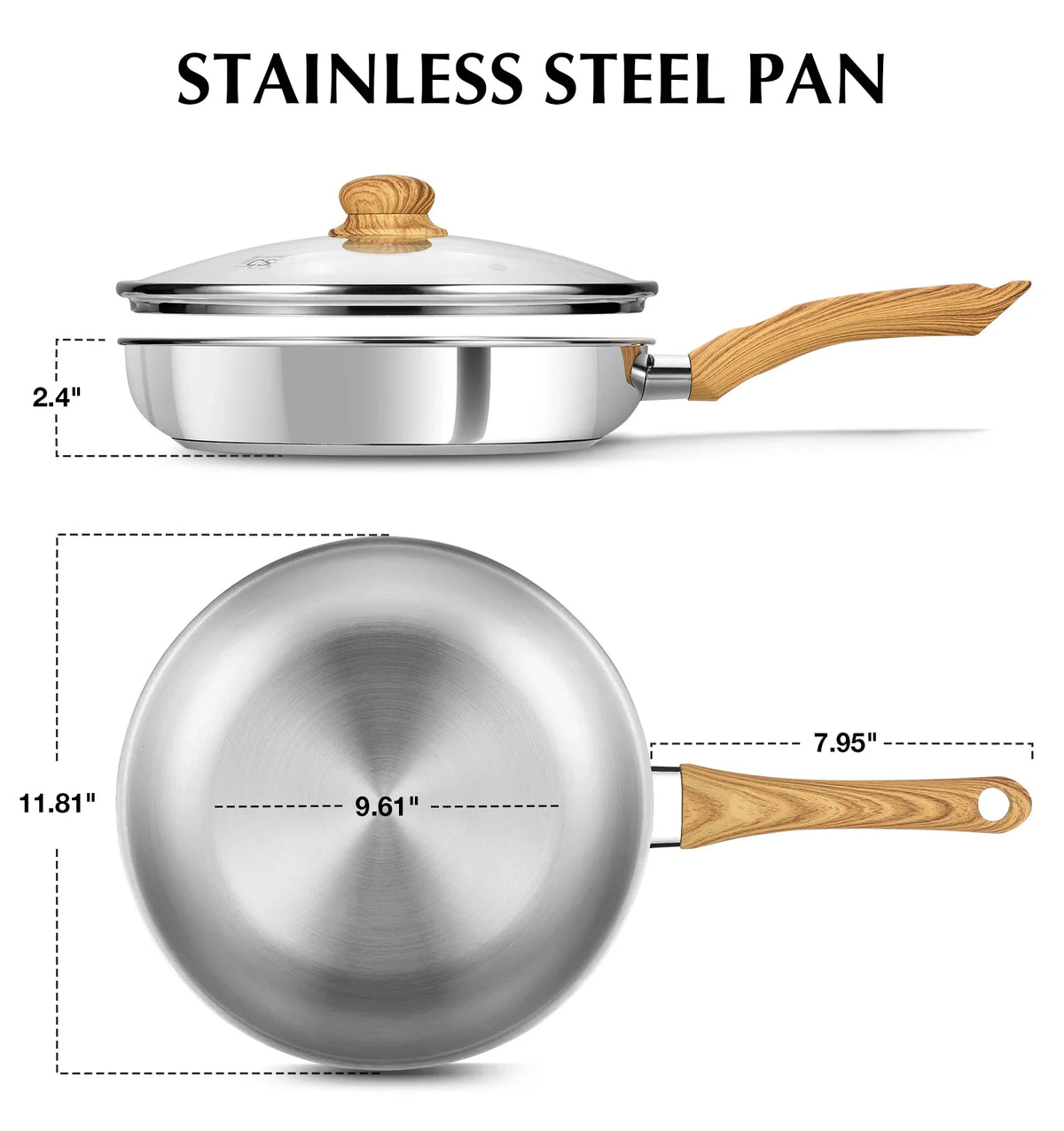 KOCH SYSTEME CS 10" Non-Stick Stainless Steel Frying Pan & Lid
