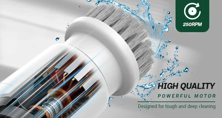 4-in-1 Electric Cleaning Brush | Long Handle Kitchen & Bath