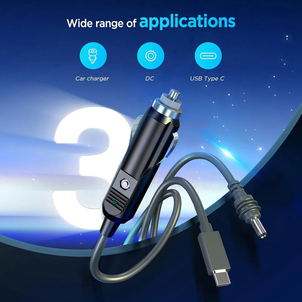 3-in-1 Starlink Mini Power Cable – USB-C, Car & DC to DC