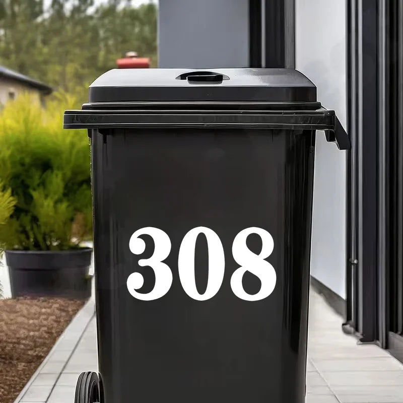 Wheelie Bin Stickers Weatherproof PVC Numbers & Letters Labels