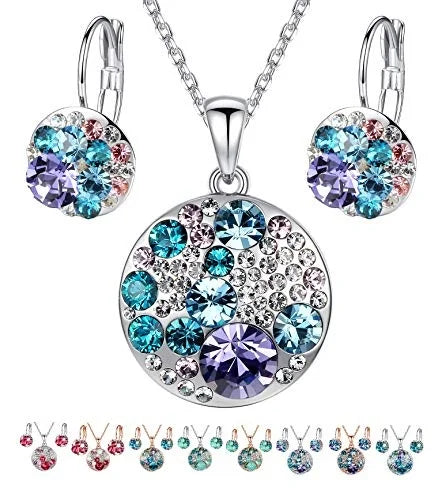 Women's Pendant Necklace & Earring Set – Silver or Rose Gold