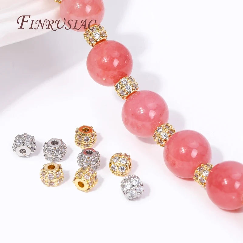 18K Gold Plated Zircon Round Spacer Beads – DIY Jewelry Making
