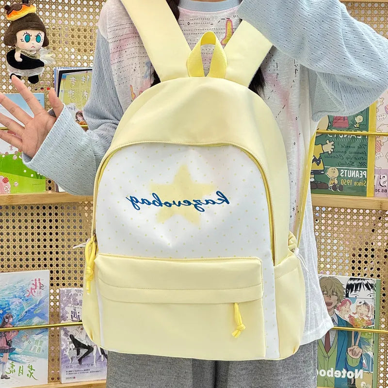 Korean Polka Dot School Backpack for Teen Girls | 20–35L