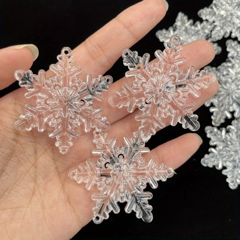 25Pcs Acrylic Crystal Christmas Snowflake & Icicle Ornament Set