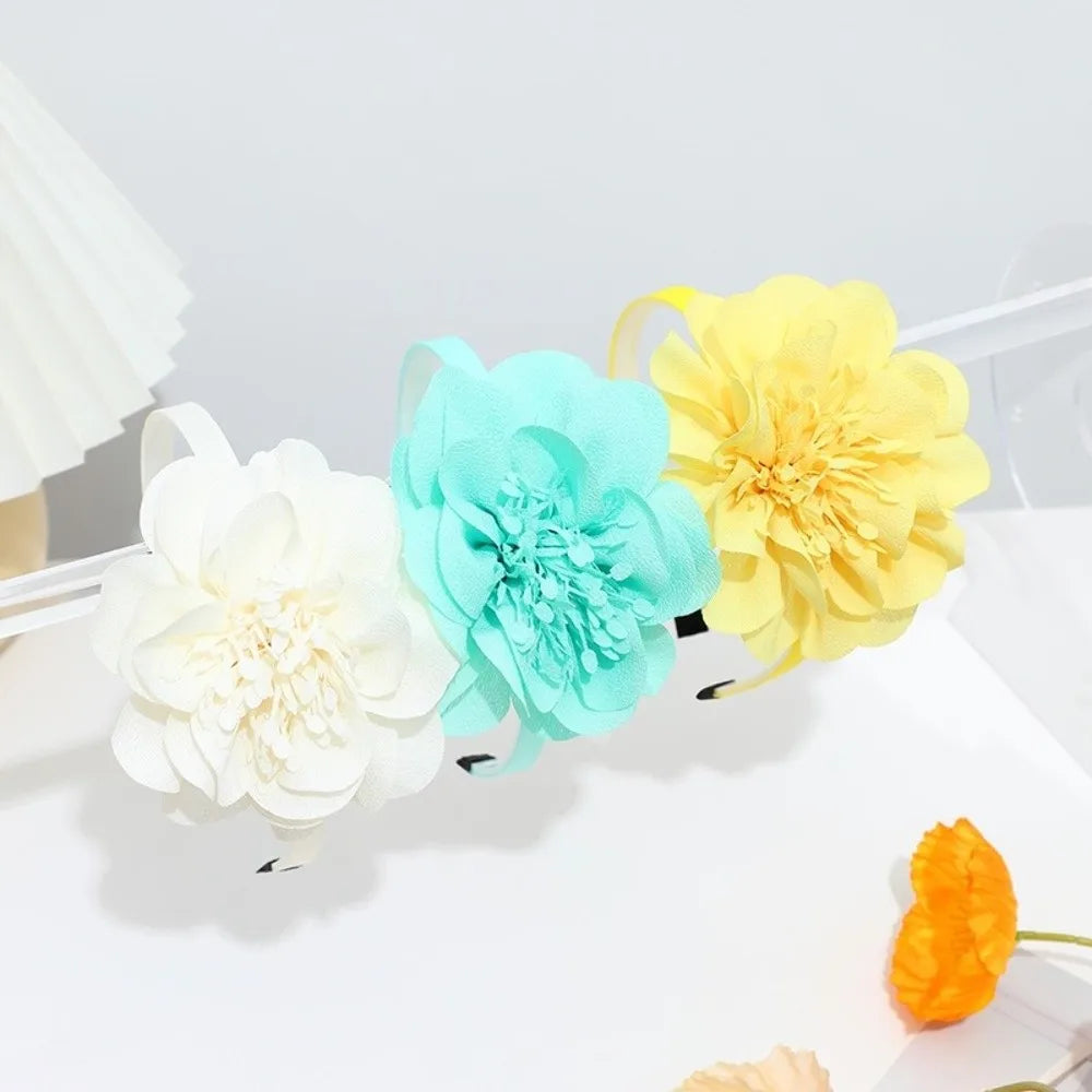 Girls Big Flower Crown Headband – Princess Grosgrain Hairband