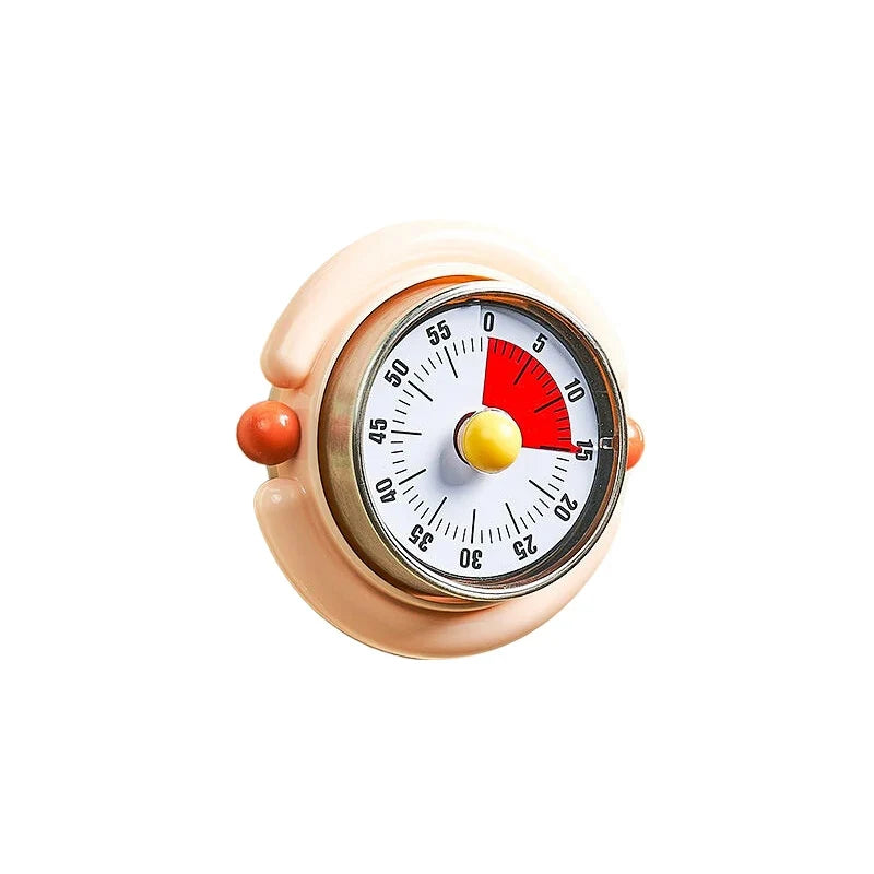 Vintage Mechanical Kitchen Timer – 60-Min Magnetic Countdown