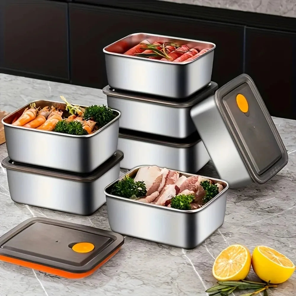 4-Piece Leakproof Stainless Steel Food Storage Container Set