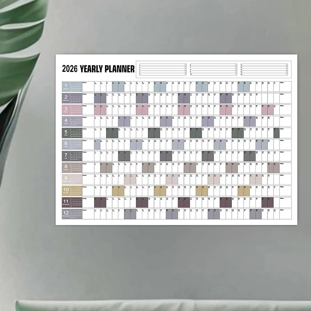 2026 Large Yearly Wall Calendar with Stickers | Home & Office