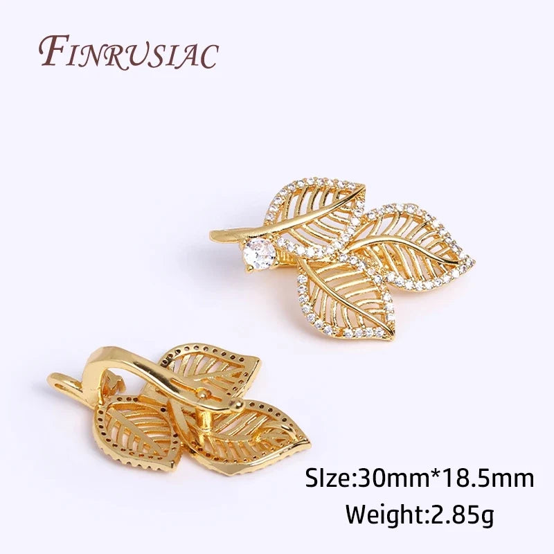 18K Gold Plated Zircon Hollow Leaf Pearl Clasps – DIY Jewelry