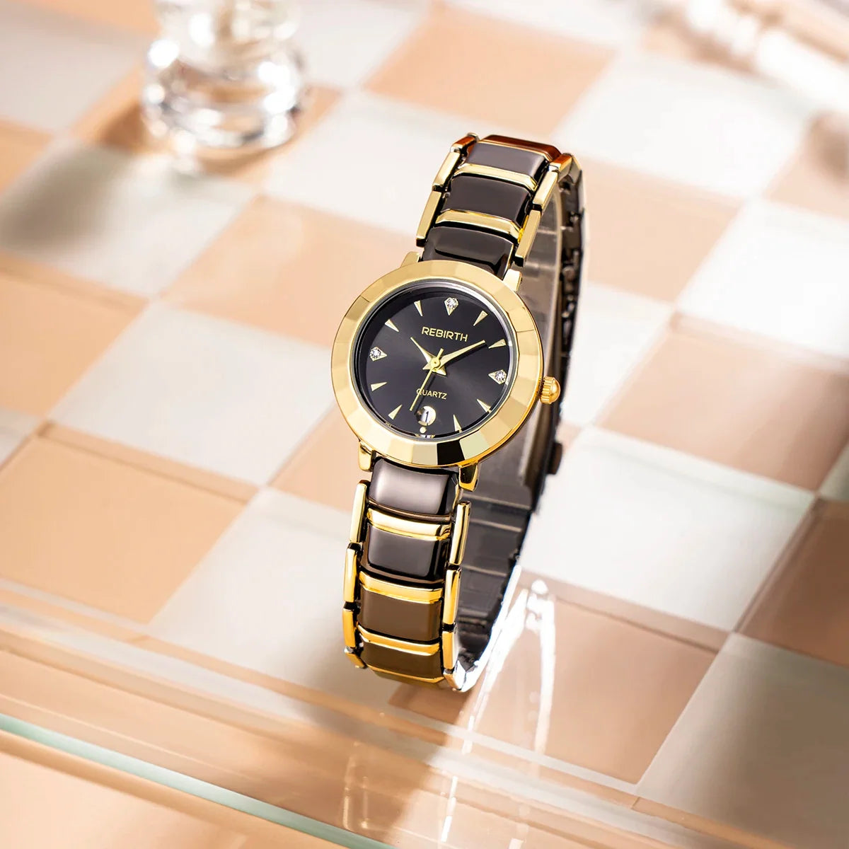 REBIRTH Women's Elegant Quartz Watch with Calendar Display