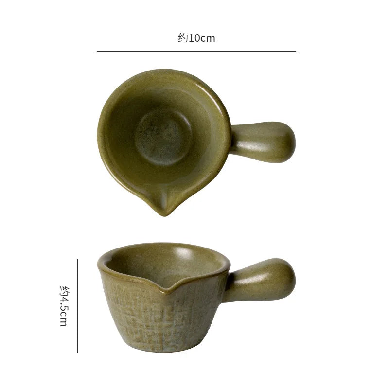 Vintage Ceramic Dipping Sauce Cup with Handle | Retro Style
