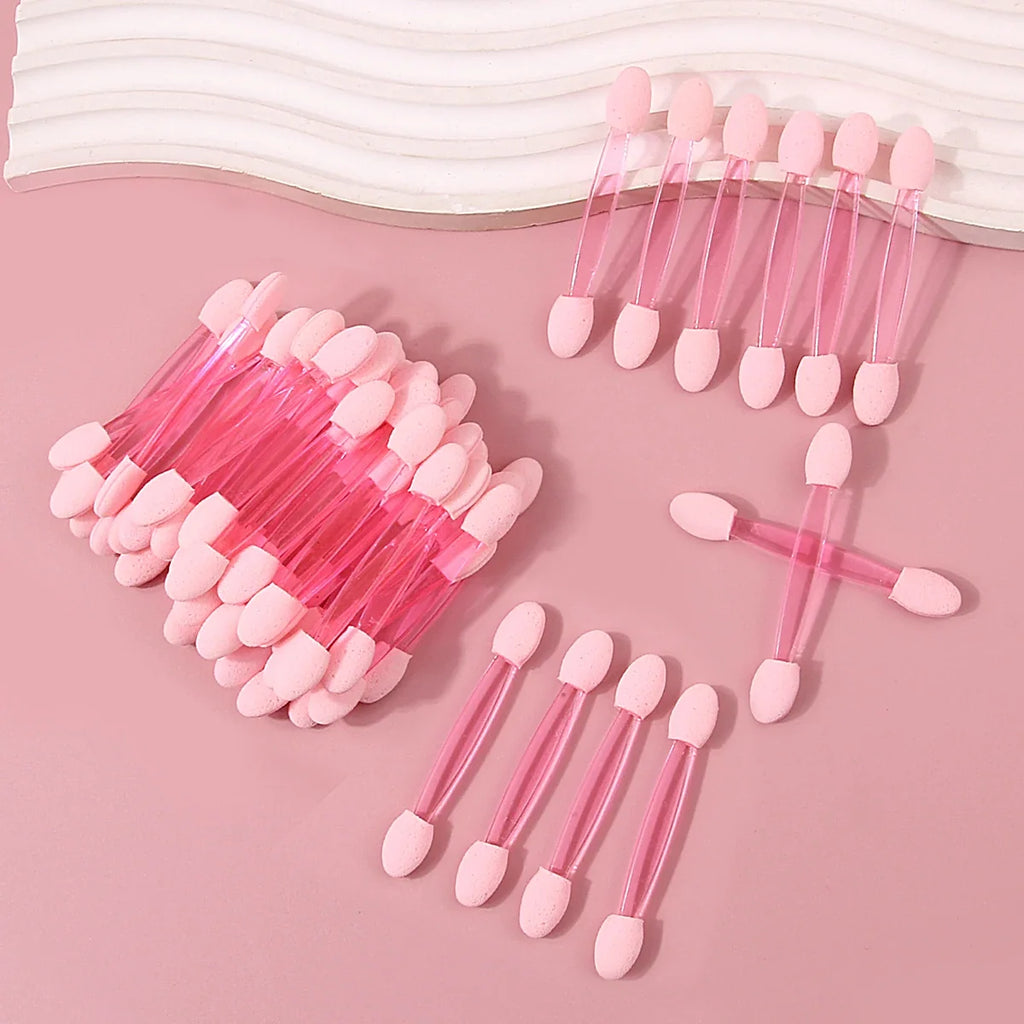 50pcs Pink Double-Ended Eyeshadow Applicator Sponge Sticks