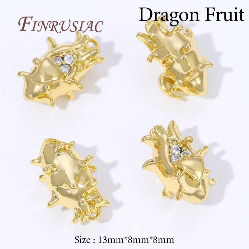 18K Gold Plated Mango & Strawberry Fruit Charms for DIY Jewelry