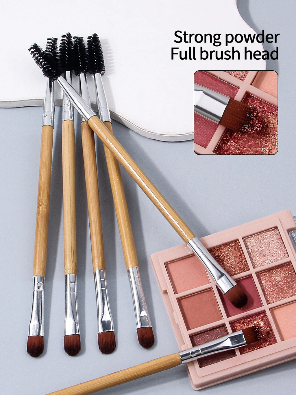 12PCS Double-Ended Eye Makeup Brush Set – Bamboo Handle