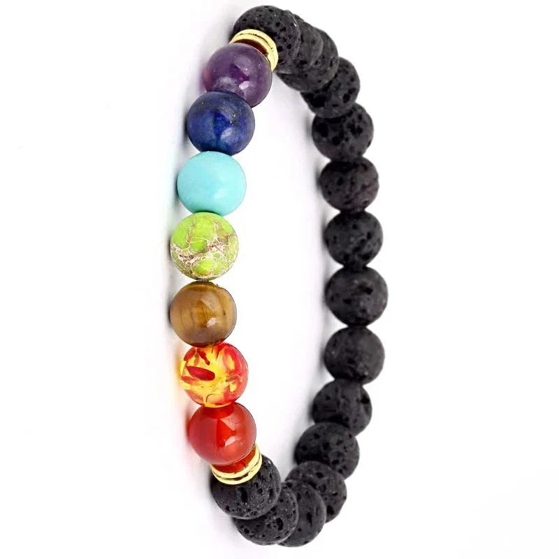 Volcanic Stone Beaded Stretch Bracelet – Unisex Jewelry