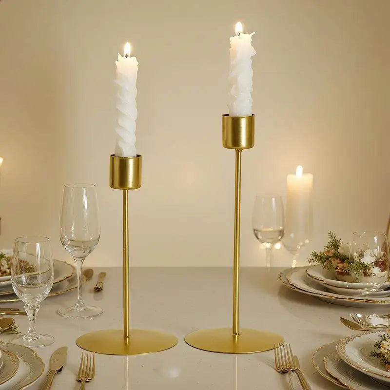 Golden Metal Candle Holder – European Style Wedding & Home Decor