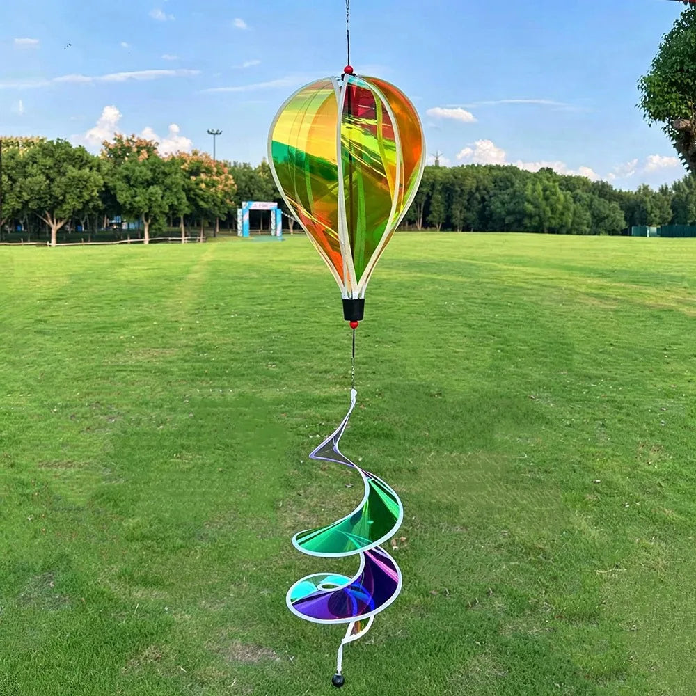 Rainbow Hot Air Balloon Wind Spinner – Colorful Garden Decor