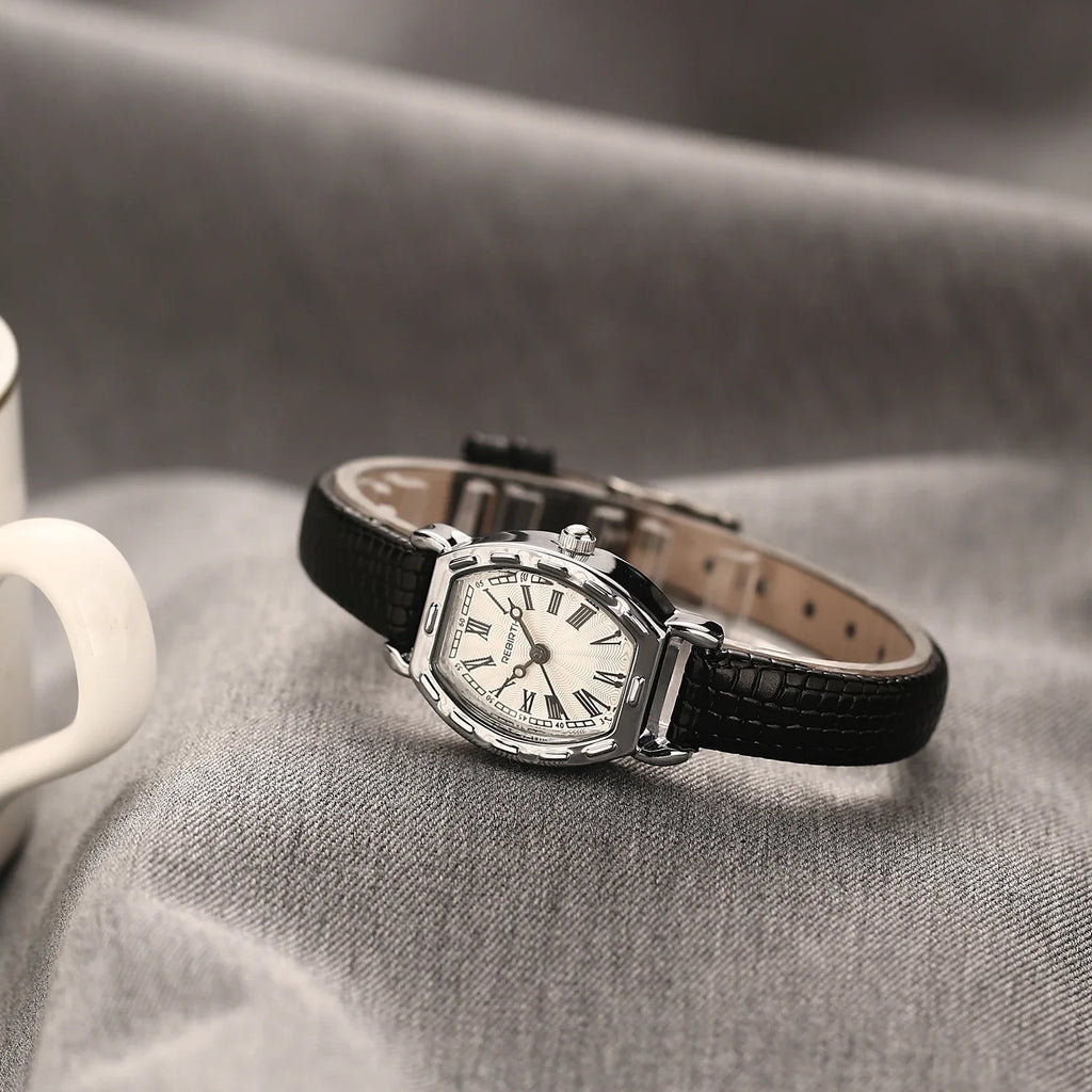 REBIRTH Women's Quartz Watch – Leather Strap & Roman Numerals
