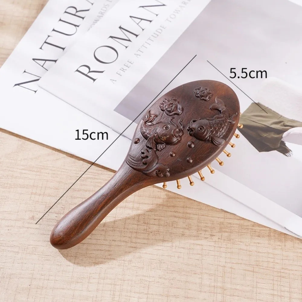 Sandalwood Air Cushion Hair Comb | Hand Carved Wood Brush