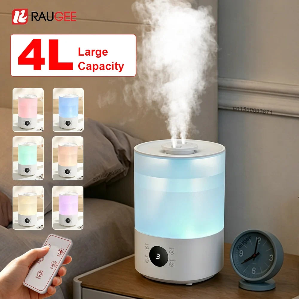 Raugee 4L Cool Mist Humidifier | Dual Spray & Night Light