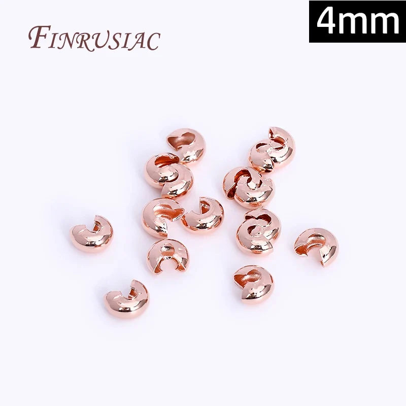 18K Gold Plated Crimp Bead Covers 3mm 4mm | DIY Jewelry Findings