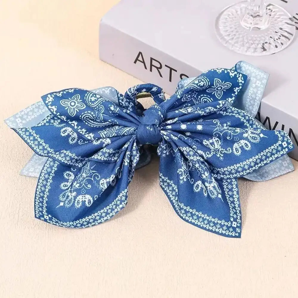 Paisley Cotton Hair Claw Clip with Bow | Women & Girls