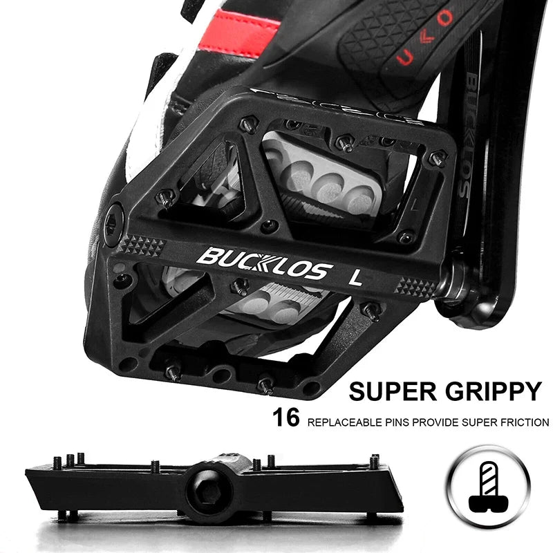 BUCKLOS Ultralight Nylon Flat Bike Pedals | MTB & Road