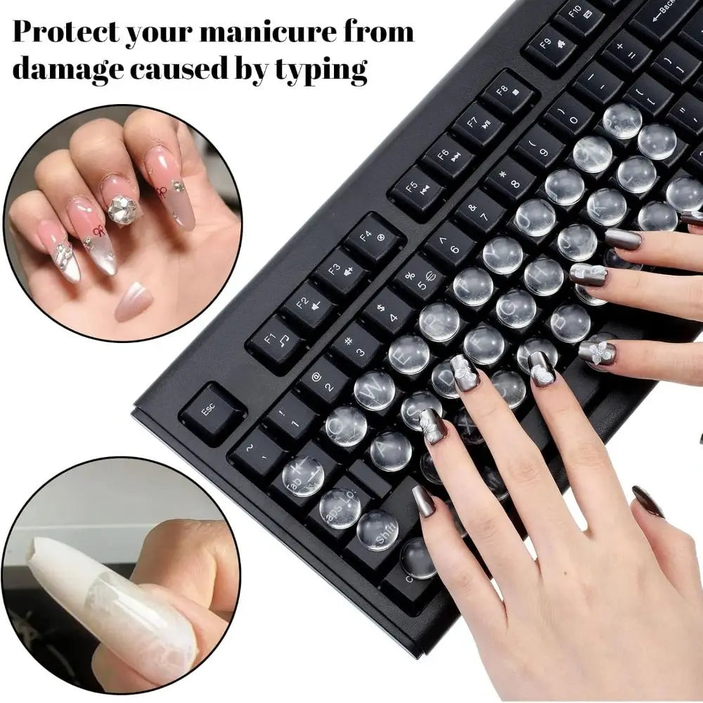 Clear Raised Silicone Keyboard Stickers for Long Nails 36–108 Pcs