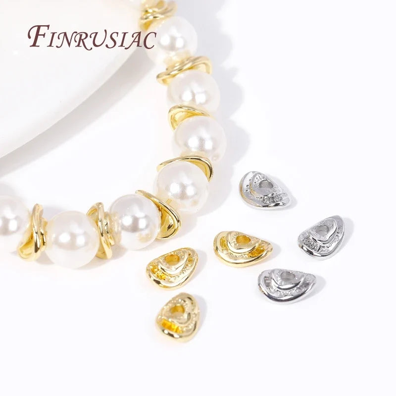 18K Gold Plated Curved Disk Spacer Beads | Brass DIY Jewelry