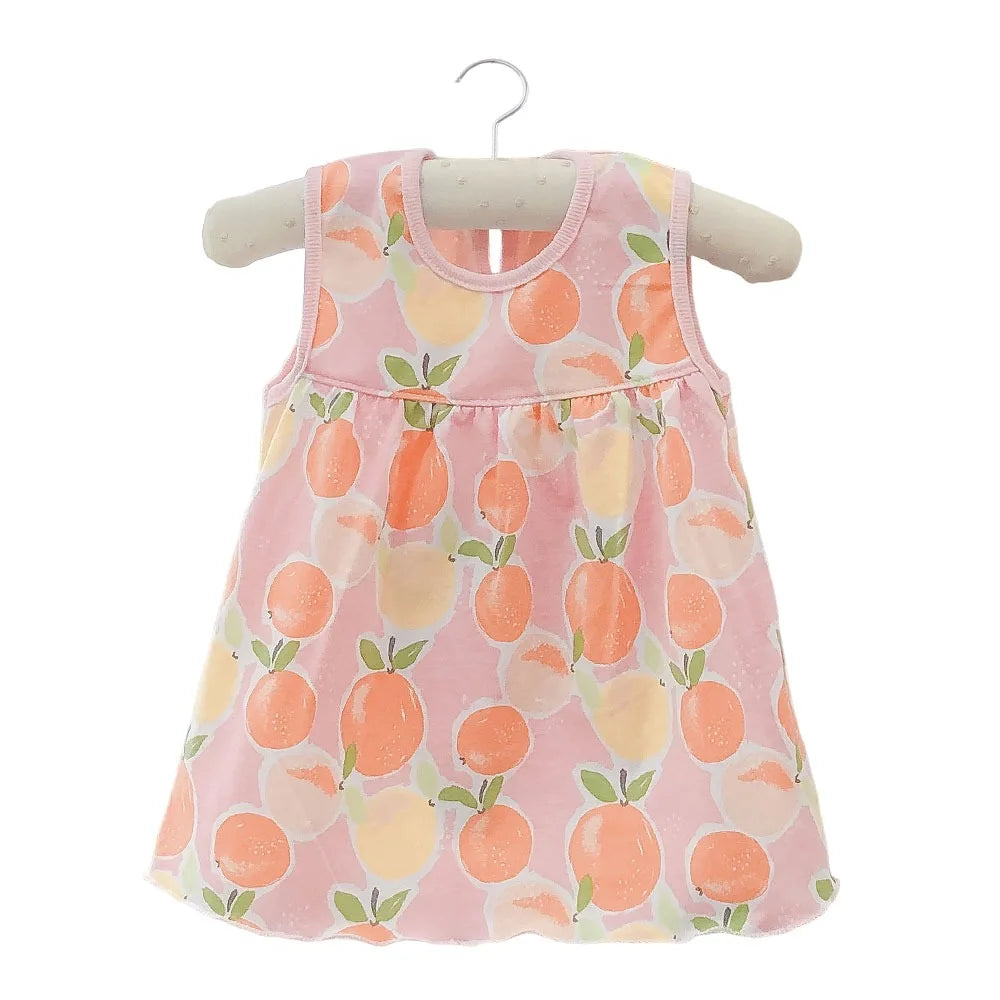 Pure Cotton Baby Girl Dress – Cartoon Print Summer Princess