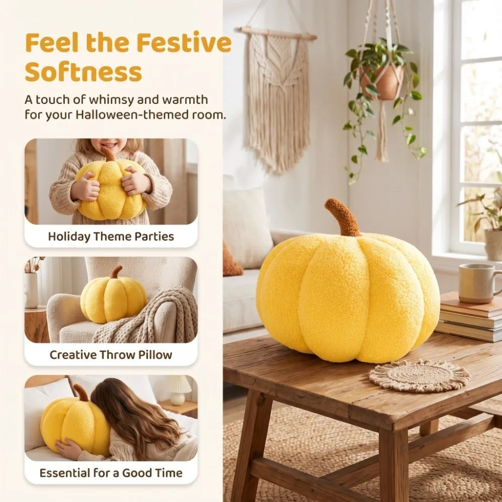Plush Pumpkin Pillow 7.87" – Stuffed Colorful Halloween Décor