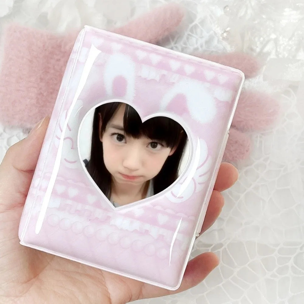Pink Bow Mini Photocard Binder 3 Inch PVC Card Album 16 Pages