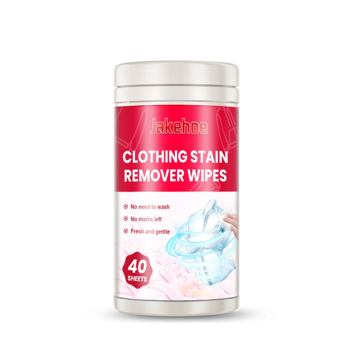 JAKEHOE Clothing Stain Remover Wipes 40 Pack | Fabric Cleaner