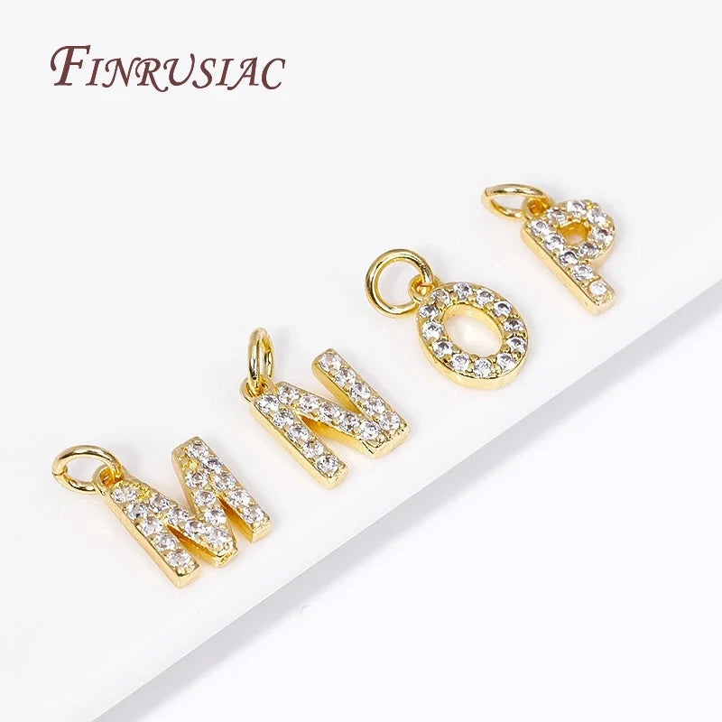 18K Gold Plated Zircon Letter Pendants A-Z Alphabet Charms